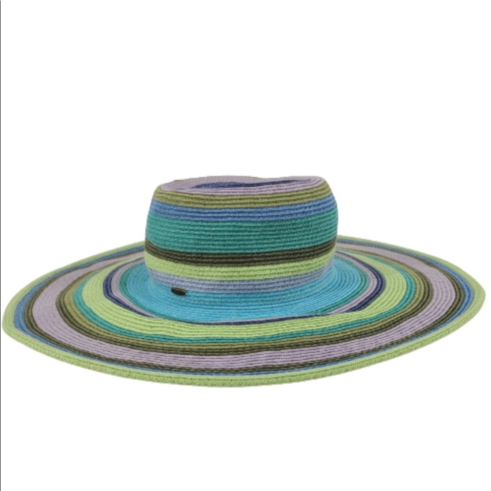 Scala Stripe Colorblock Large Brim Straw Hat